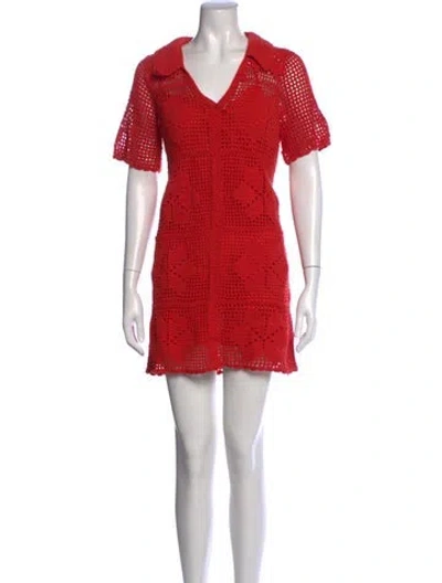 Pre-owned Cleobella Patterned Mini Dress In Red