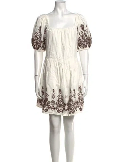 Pre-owned Cleobella Patterned Mini Dress W/ Tags In White