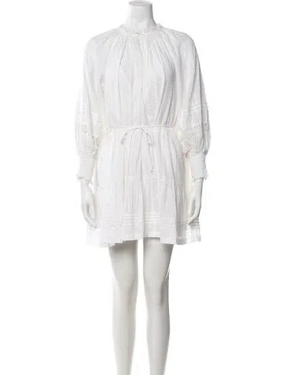 Pre-owned Cleobella Patterned Mini Dress In White