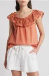 Cleobella Paulina Lace Ruffle Cotton Top In Multi