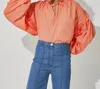 Cleobella Phoenix Puff Sleeve Blouse In Orange