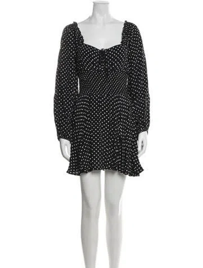 Pre-owned Cleobella Polka Dot Print Mini Dress In Black