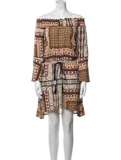 Pre-owned Cleobella Printed Knee-length Dress In Brown