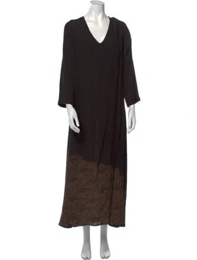 Pre-owned Cleobella Printed Long Dress In Black
