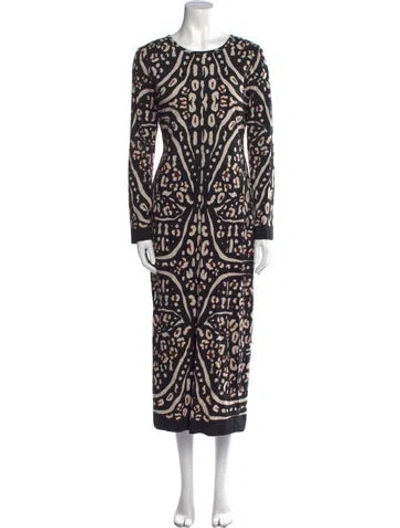 Pre-owned Cleobella Printed Long Dress In Black