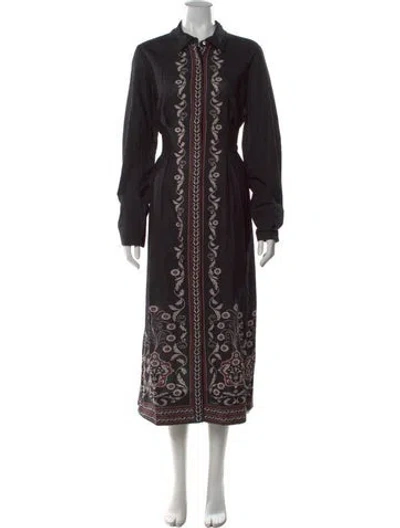 Pre-owned Cleobella Printed Long Dress In Black