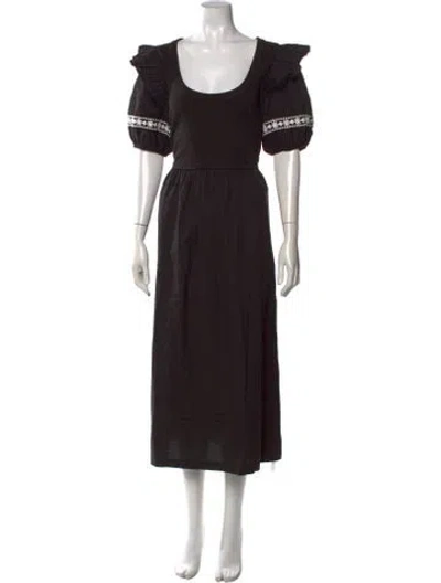 Pre-owned Cleobella Printed Long Dress In Black