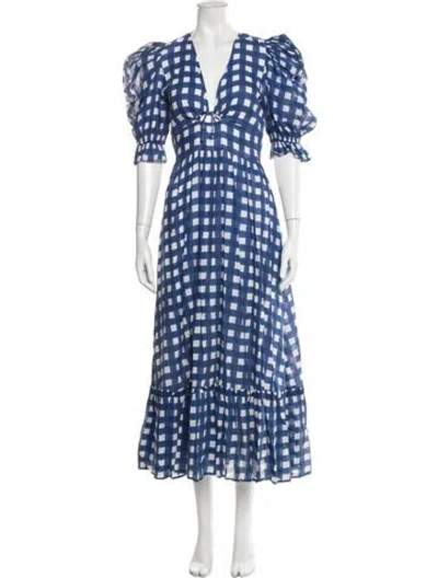 Pre-owned Cleobella Printed Long Dress In Blue