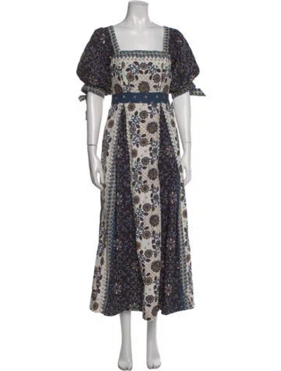 Pre-owned Cleobella Printed Long Dress In Blue