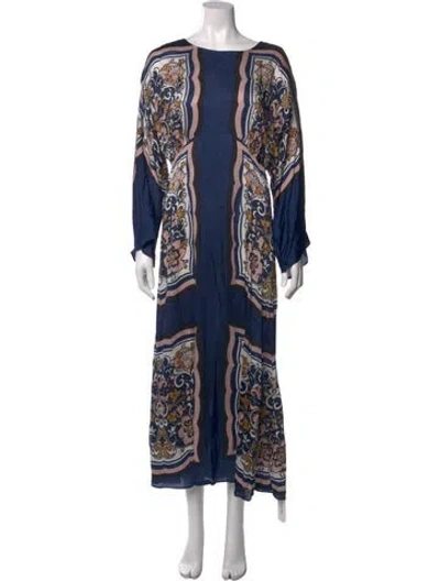 Pre-owned Cleobella Printed Long Dress In Blue