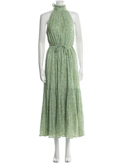 Pre-owned Cleobella Printed Long Dress In Green