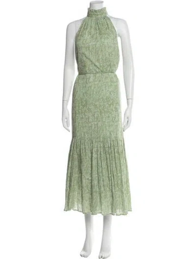 Pre-owned Cleobella Printed Long Dress In Green