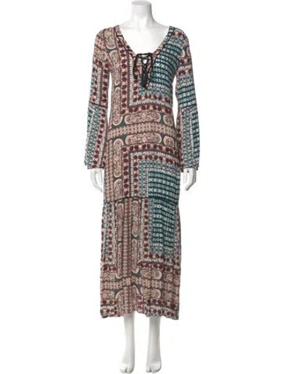 Pre-owned Cleobella Printed Long Dress In Multi