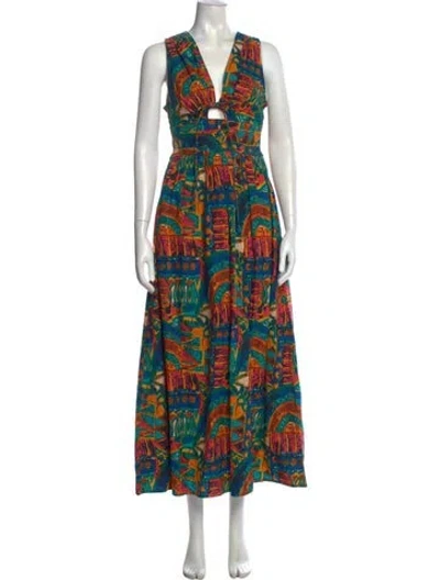 Pre-owned Cleobella Printed Long Dress In Multi