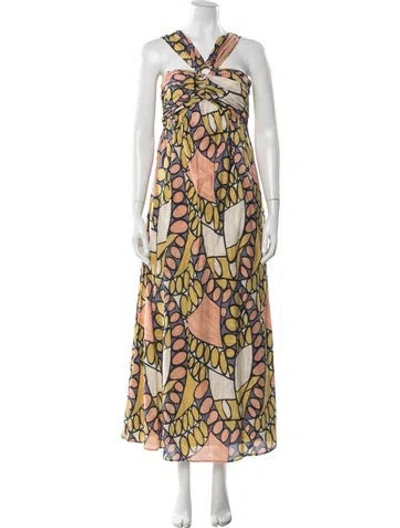 Pre-owned Cleobella Printed Long Dress In Multi