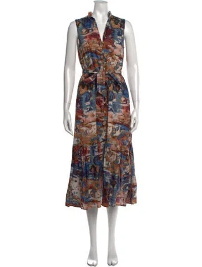 Pre-owned Cleobella Printed Long Dress In Multicolor