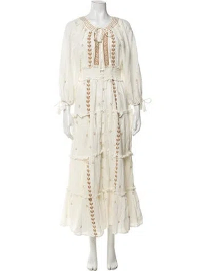 Pre-owned Cleobella Printed Long Dress In Neutrals