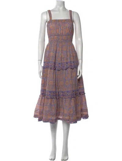 Pre-owned Cleobella Printed Long Dress In Orange