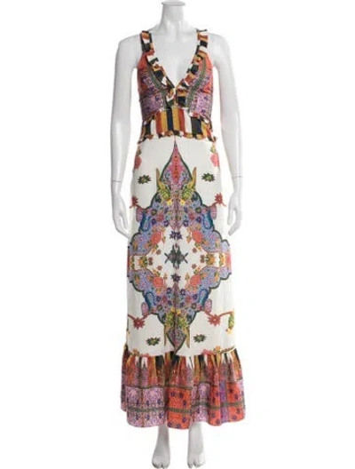 Pre-owned Cleobella Printed Long Dress In Orange