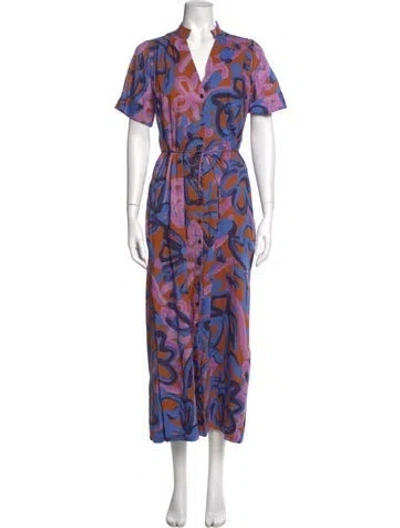Pre-owned Cleobella Printed Long Dress In Purple
