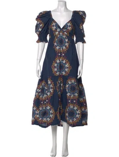 Pre-owned Cleobella Printed Long Dress W/ Tags In Blue