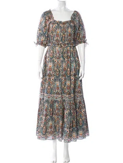 Pre-owned Cleobella Printed Long Dress W/ Tags In Brown