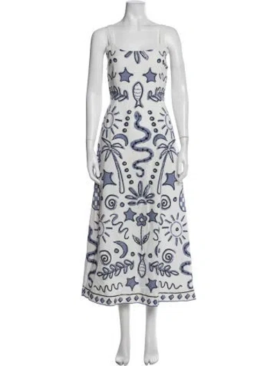 Pre-owned Cleobella Printed Long Dress In White