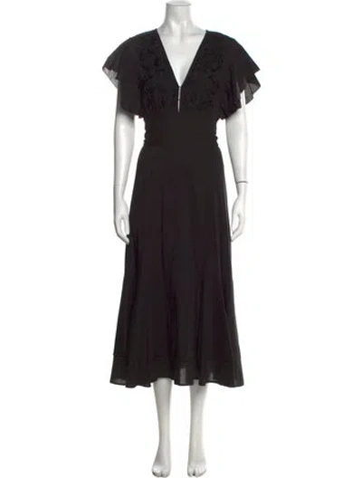Pre-owned Cleobella Printed Midi Length Dress In Black/metallic