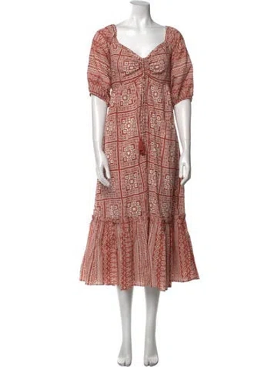 Pre-owned Cleobella Printed Midi Length Dress In Multi