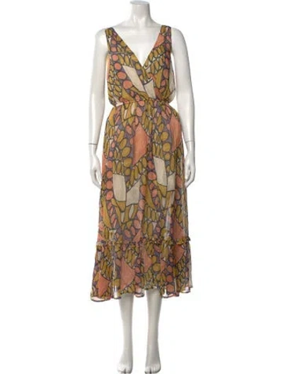 Pre-owned Cleobella Printed Midi Length Dress In Multicolor
