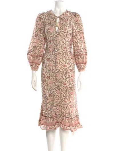 Pre-owned Cleobella Printed Midi Length Dress In Neutral