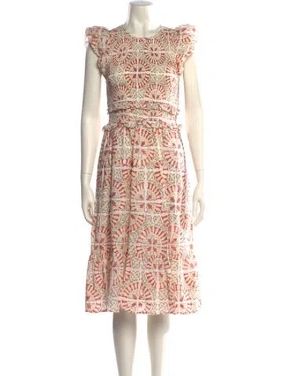 Pre-owned Cleobella Printed Midi Length Dress In Neutral