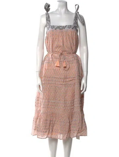 Pre-owned Cleobella Printed Midi Length Dress In Orange