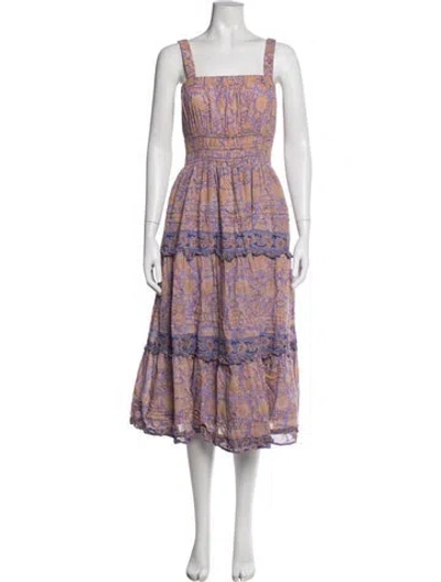 Pre-owned Cleobella Printed Midi Length Dress In Orange