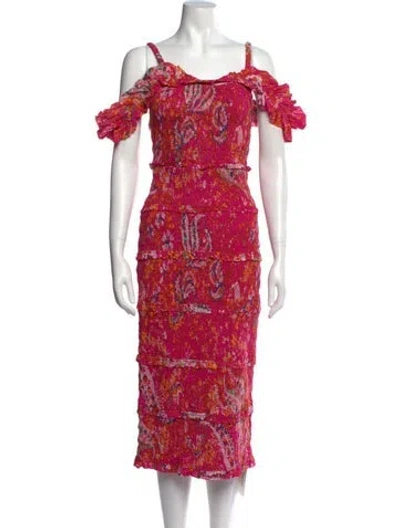 Pre-owned Cleobella Printed Midi Length Dress In Pink