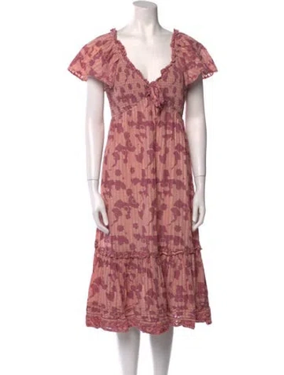 Pre-owned Cleobella Printed Midi Length Dress In Pink
