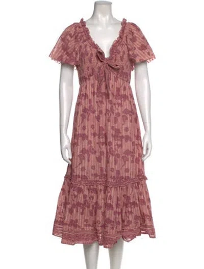 Pre-owned Cleobella Printed Midi Length Dress In Pink