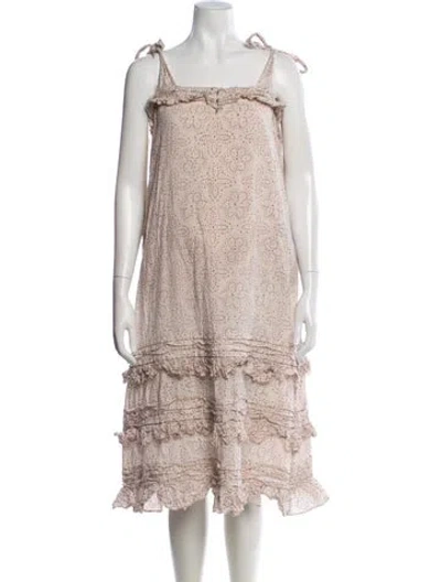 Pre-owned Cleobella Printed Midi Length Dress In Pink