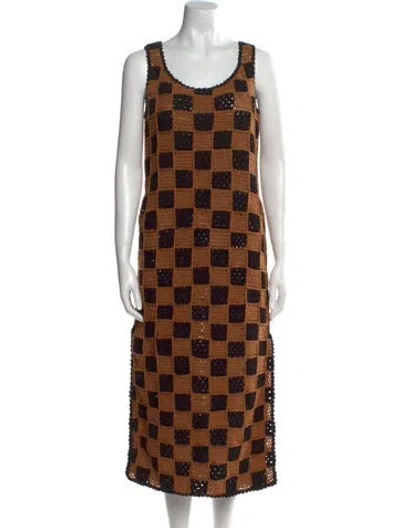 Pre-owned Cleobella Printed Midi Length Dress W/ Tags In Brown