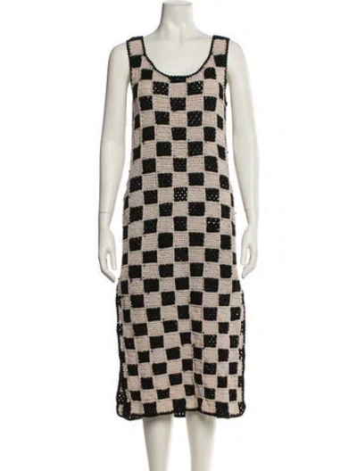 Pre-owned Cleobella Printed Midi Length Dress In White