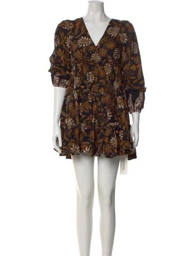 Pre-owned Cleobella Printed Mini Dress In Black