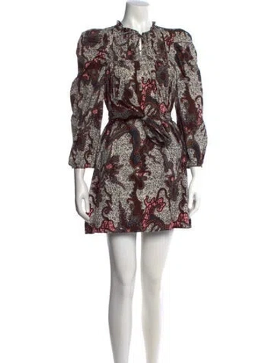 Pre-owned Cleobella Printed Mini Dress In Black