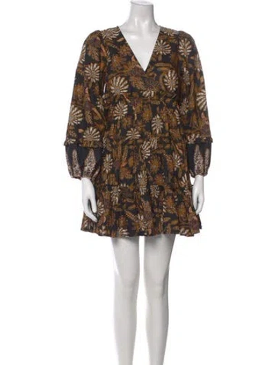 Pre-owned Cleobella Printed Mini Dress In Black