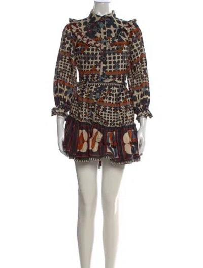 Pre-owned Cleobella Printed Mini Dress In Black