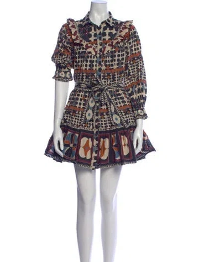 Pre-owned Cleobella Printed Mini Dress In Black
