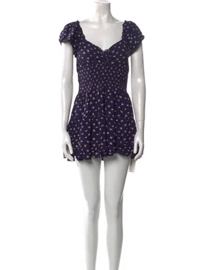Pre-owned Cleobella Printed Mini Dress In Blue
