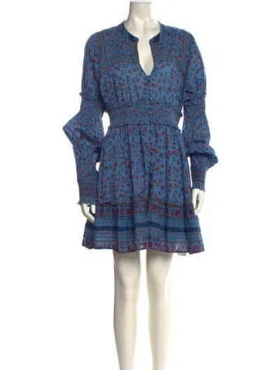 Pre-owned Cleobella Printed Mini Dress In Blue