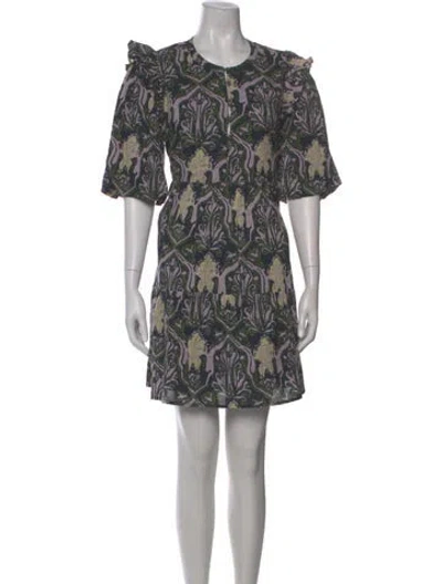 Pre-owned Cleobella Printed Mini Dress In Blue