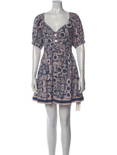 Pre-owned Cleobella Printed Mini Dress In Blue