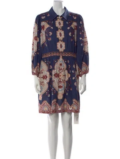Pre-owned Cleobella Printed Mini Dress In Blue